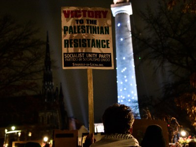 Vigil for Those Killed in the Israel-Hamas War Held at the Monument Lighting
